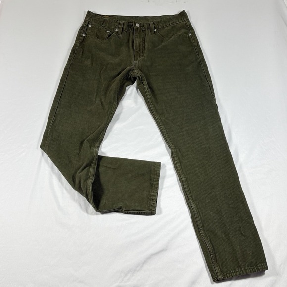 Levi's Other - Levis 502 Mens FITS 32x30 Green Corduroy Pants Stretch 5 Pocket Grunge Emo Punk